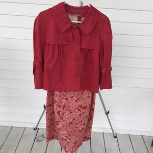 Eddie Bauer Sleeveless Dress with Matching Red Investments Cropped Jacket